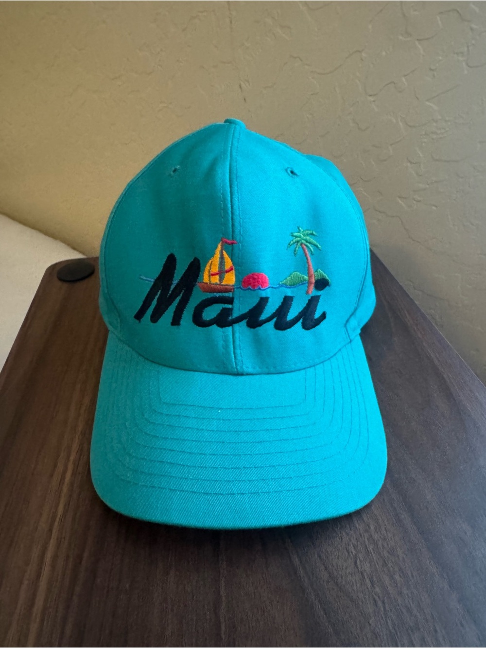 Maui Embroidered Teal Baseball Cap for Men